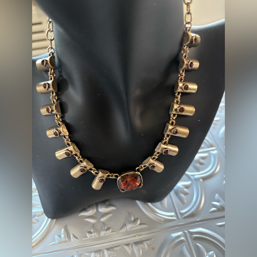 DaVinci Gold Necklace with Red Accents